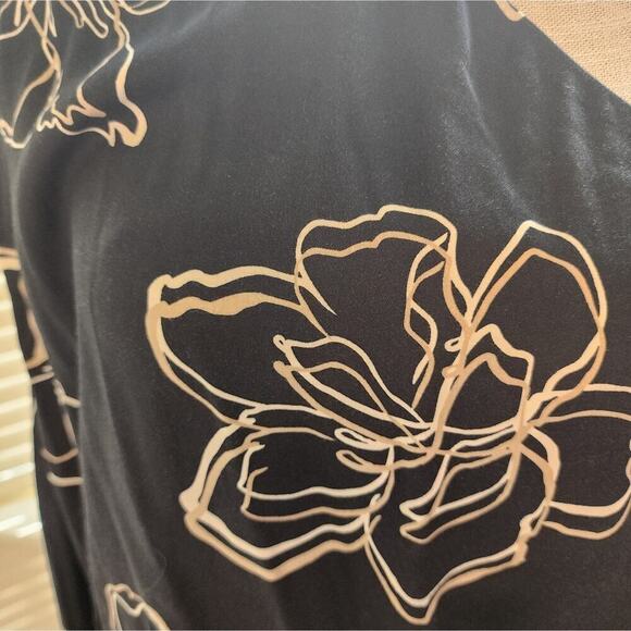 11 HONORE  NEW GOLD / BLACK JASMINE FLORAL BLOUSE MULTIPLE SIZES - Picture 3 of 7